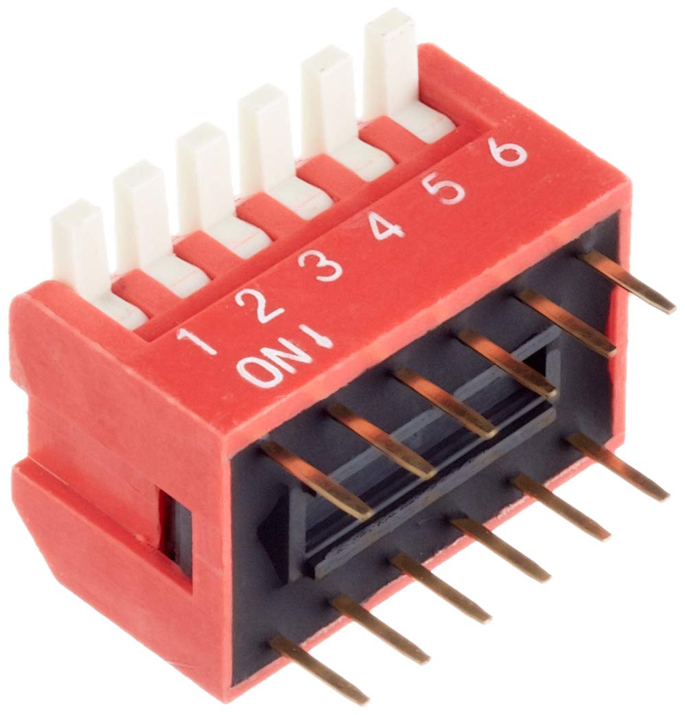 DeLock DIP Toggle Switch Piano 6 Digit 2.54 mm Grid Mass THT Vertical Red Pack of 10