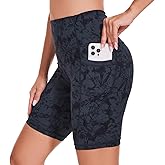 ccko High Waist Biker Shorts for Women with Pockets Workout Yoga Spandex Athletic Leggings Shorts for Gym Running