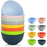 Berglander 26 oz Plastic Bowls Set of 8 Colors, Reusable and Sturdy Unbreakable Bowl for Soup,RSet of 8 Colorsamen, Popcorn,S