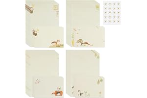 56 PCS Writing Paper and Envelopes Set,Cute Cat Theme Writing Paper and Envelopes Stationery,24 Lined Sheets & 12 Envelopes& 