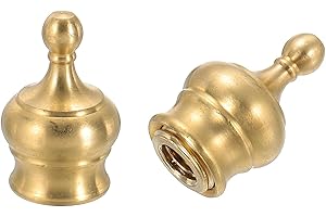 PATIKIL 15 x 23mm Lamp Finials Caps Knob, 2 Set Solid Brass Lamp Shade Top Decoration Screw Cap Nuts with Brass Reducing Adap