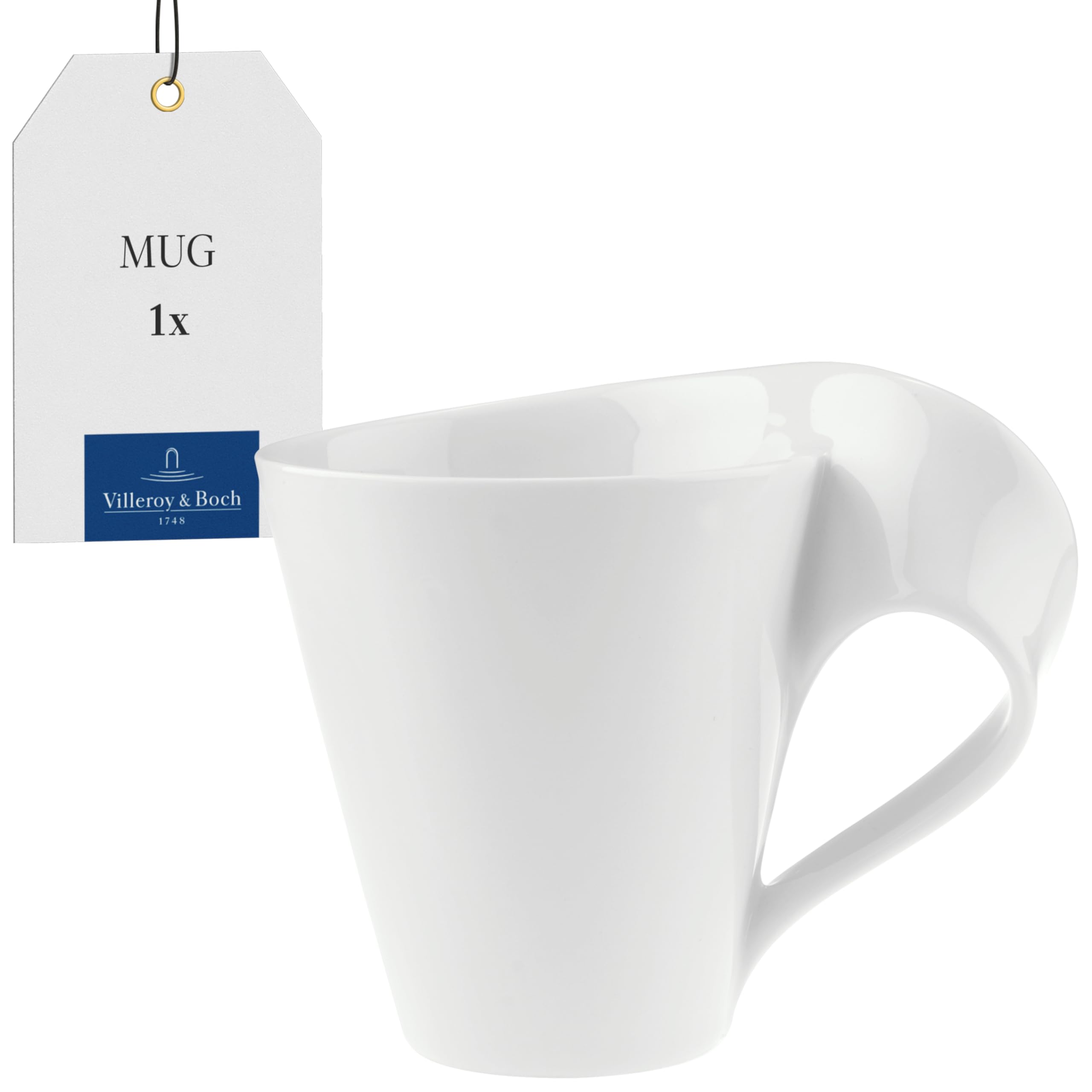 Villeroy & Boch – NewWave Caffè Mug with Handle 300 ml White, Dishwasher Safe, Microwave Safe, Ceramic Cup for Tea, Premium Porcelain — image 1