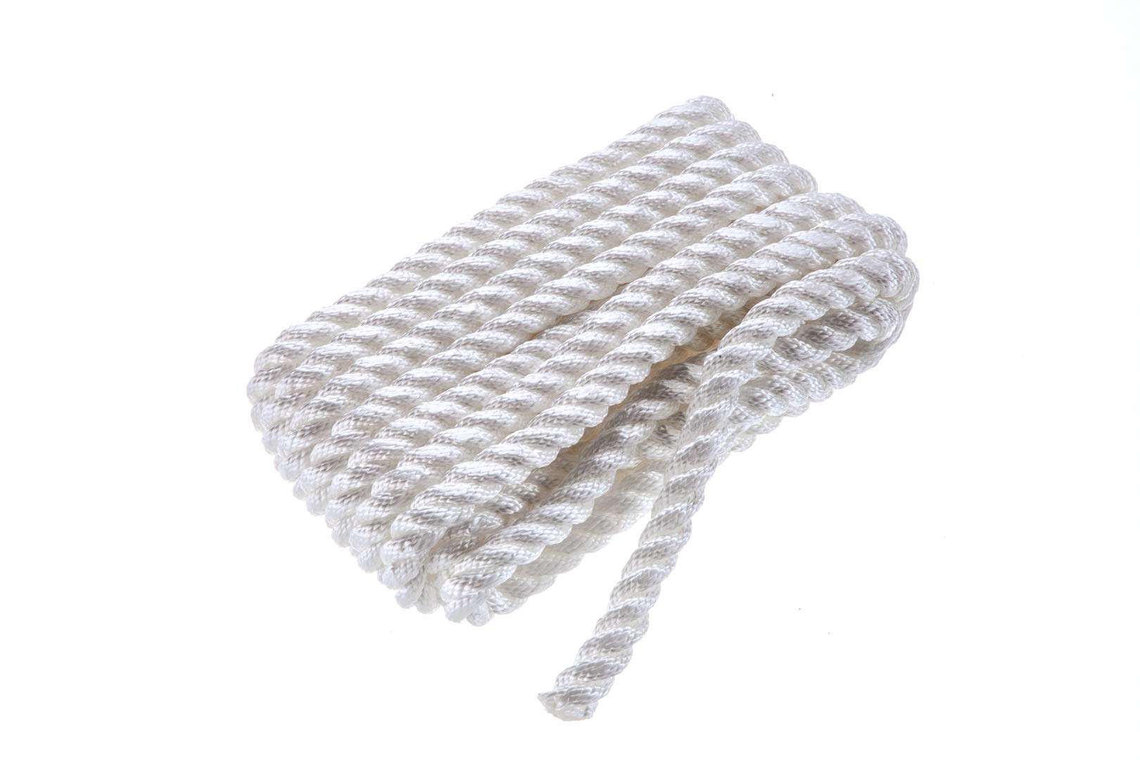Photo 1 of Attwood 11733-7 Premium 3-Strand Twisted Nylon Dock Line, 1/2-Inch Thick, 20 Feet Long, Pre-Spliced One End, White