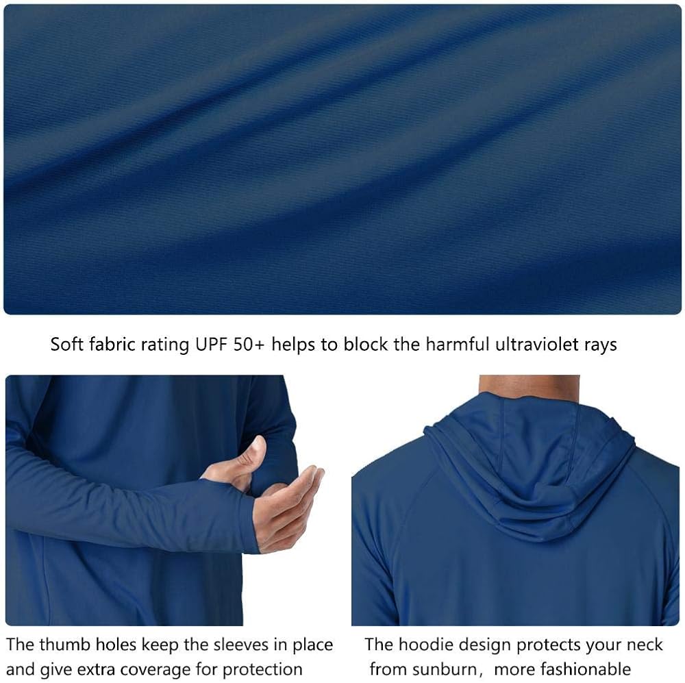 Willit Men's UPF 50+ Sun Protection Hoodie Shirt Long Sleeve SPF Fishing Outdoor UV Shirt Hiking Lightweight: Clothing