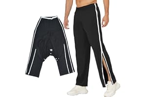AUSTYLCO Tear Away Pants for Men Two Side Zippers Sweatpants for Basketball Knee/Leg Post-Surgery/Fracture
