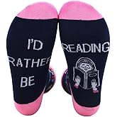 Xiyantiji Funny Reader Socks Book Lover Gifts for Women Girls Reading Accessories Bookworm Christmas Birthday Gifts for Book Readers Writers Friends I'd Rather Be Reading Socks