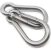 3.15 Inches 4 Inches Stainless Steel Carabiner for Gym Equipment Connection, EFFIET Heavy Duty Spring Snap Hook Clips Buckle for Gym Exercise, Punching Bags, Hiking, Camping