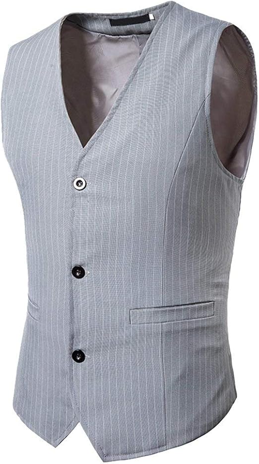Men's Stripe Suit Vest V Neck Vests Stylish Vest Slim Chic Fit Tuxedo