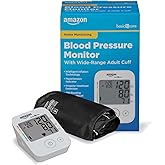 Amazon Basic Care Blood Pressure Monitor, Wide Range Arm Cuff, Intelligent Inflation Technology, Home Monitoring, Hypertension Indicator, Irregular Heartbeat Detection, Large (Previously Healthwise)