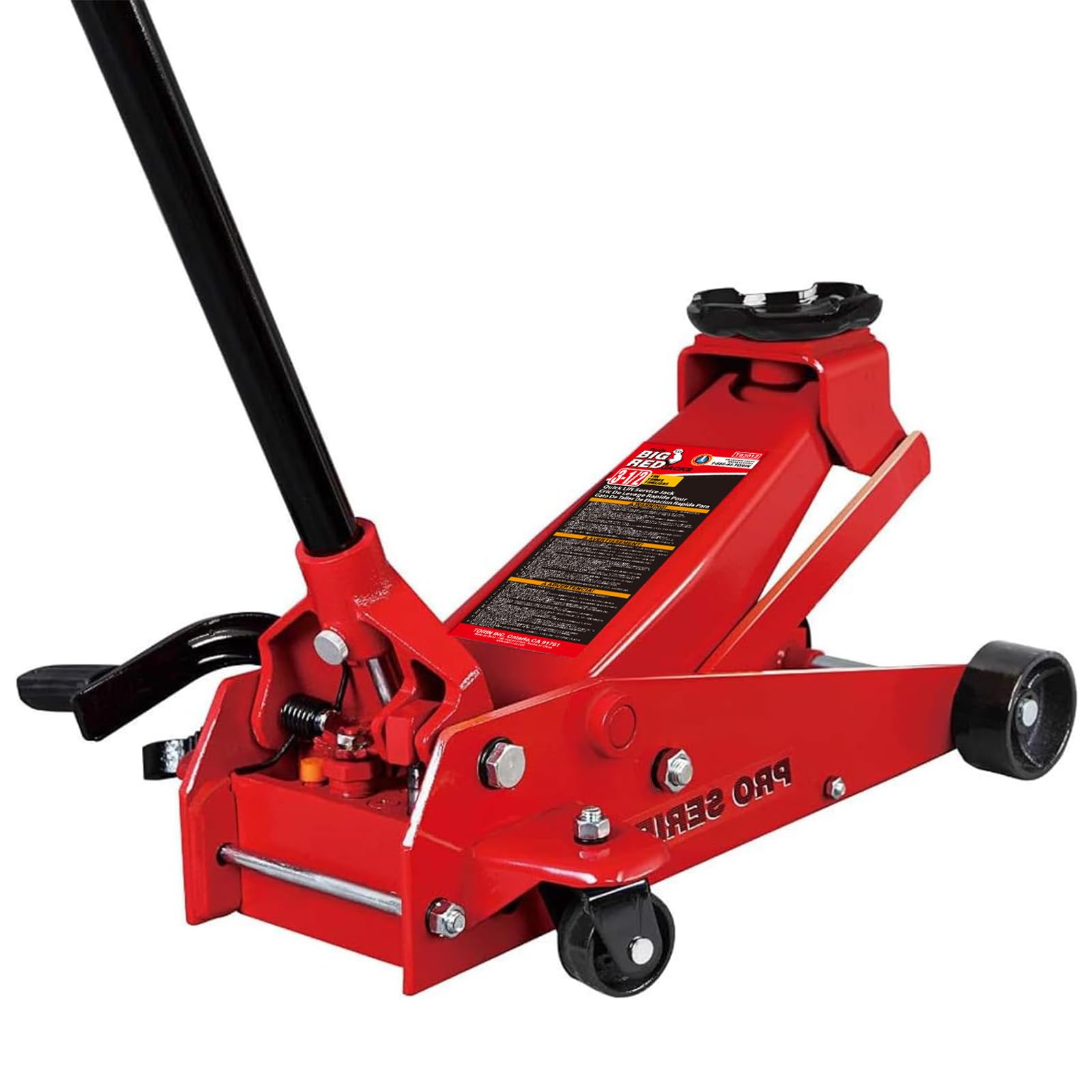 BIG RED TAM83012 Torin Pro Series Hydraulic Floor Jack with Single Quick Lift Piston Pump and Foot Pedal, 3.5 Ton (7,000 lb) Capacity, Red