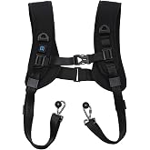 PULUZ Dual Camera Shoulder Harness for DSLR SLR Cameras with Quick Release | Double Camera Tether Strap, Soft Pad Decompression Strap Belt With 1/4 inch Screw