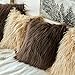 MIULEE Pack of 2 Decorative Throw Pillow Covers Faux Fur Fluffy New Luxury Series Style Square Cases for Couch Cushion Sofa Bedroom 18 x 18 Chotolate