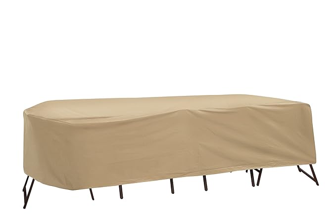 Protective Covers Weatherproof Patio Table Chair Set Cover, 60 inch x 66 inch, Oval/Rectangle Bar Table, Tan