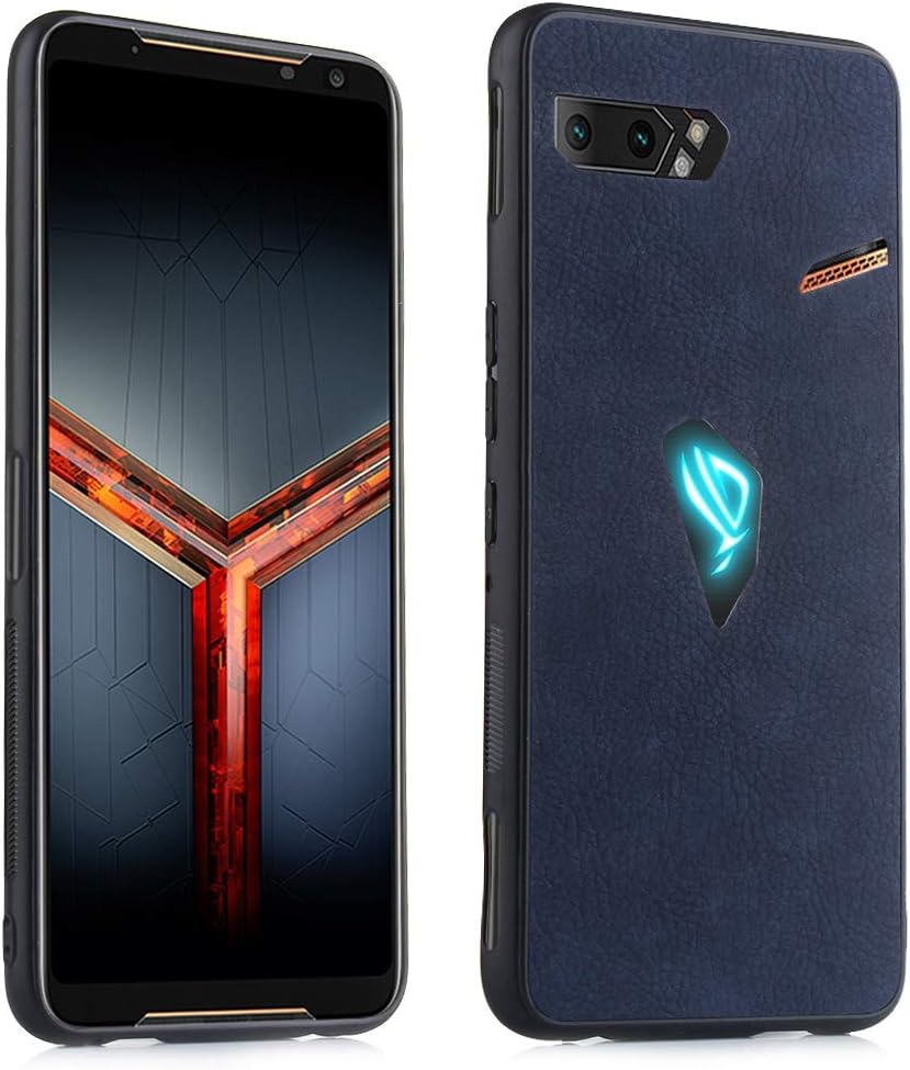 Allcecase fit for Shockproof Sheep Skin PC + PU + TPU Case for Asus ROG Phone II ZS660KL(Light Black) Cell Cover (Color : Blue)