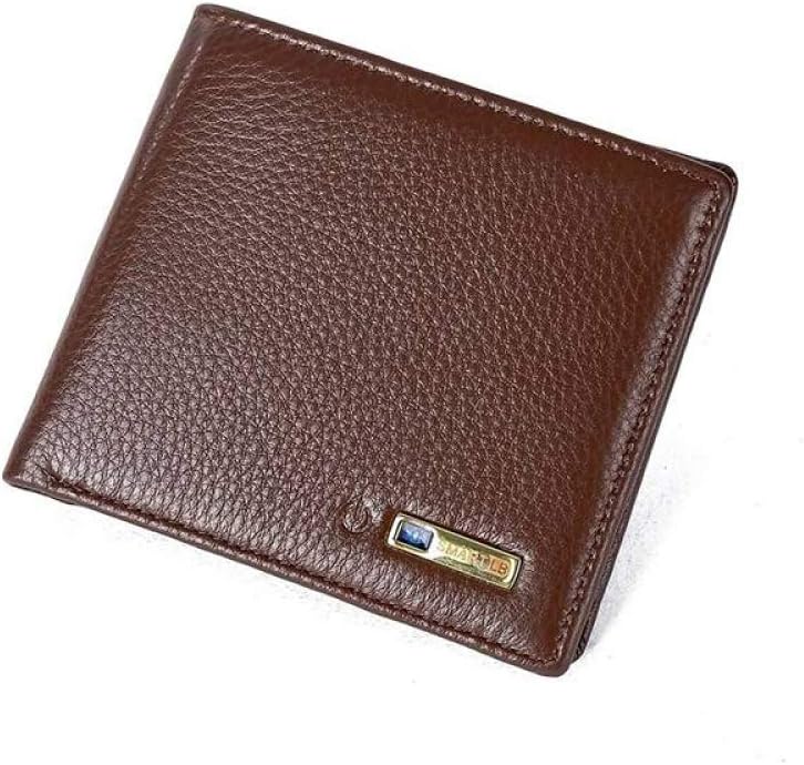 DZX Genuine Leather Bluetooth Smart Wallet For Men Anti Lost Finder GPS Locator Tracker,Brown