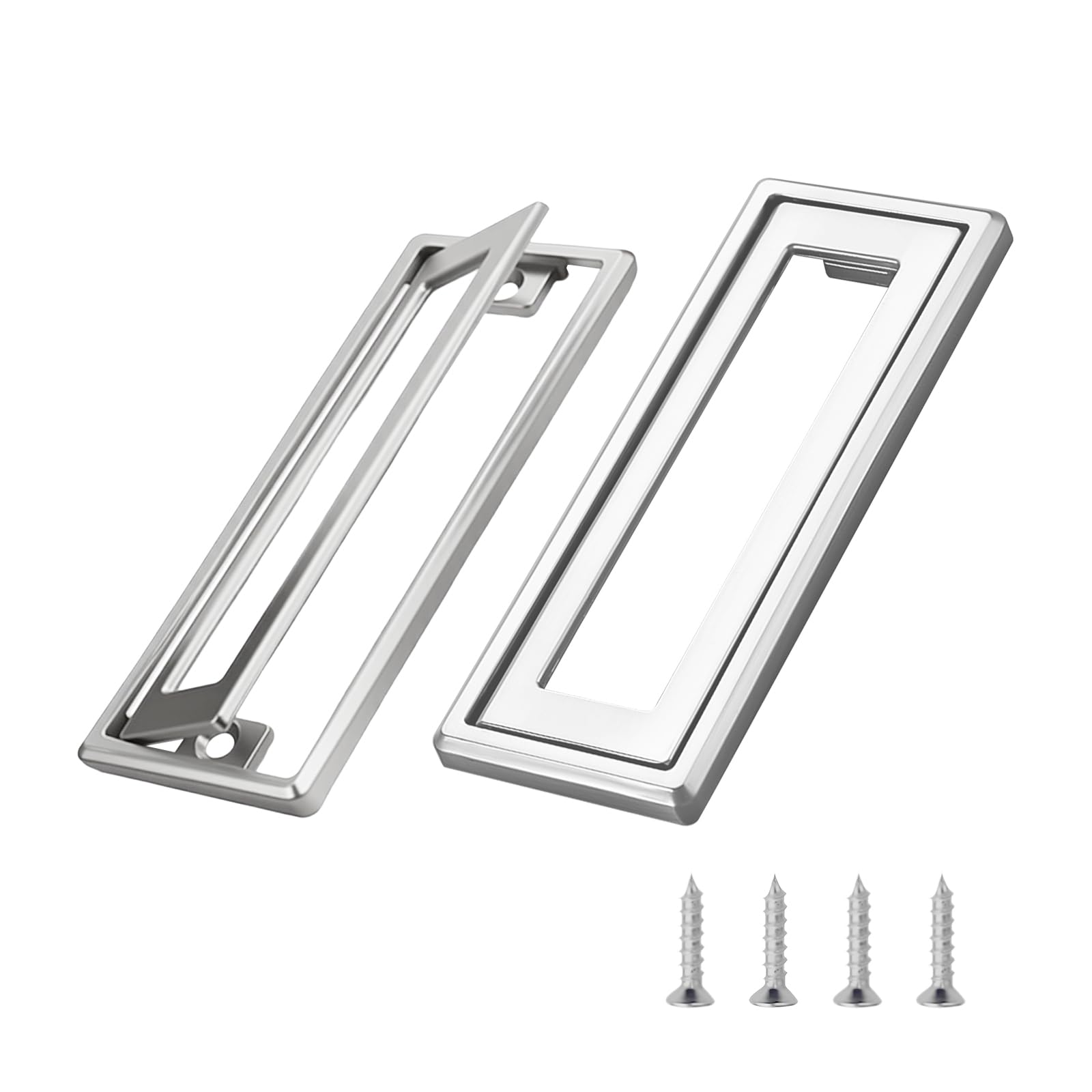 Desuibao 2 Pack Sliding Barn Door Handle, Zinc Alloy Recessed Cabinet Pull Handle, Flush Mount Door Pull Handle, Recessed Drawer Pulls, Closet Door Finger Hidden Ring Pull for Home Kitchen, Silver