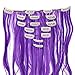 SWACC 7 Pcs Full Head Party Highlights Clip on in Hair Extensions Colored Hair Streak Synthetic Hairpieces (20-Inch Curly, Purple)