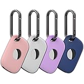 4 Pack Holder Case Compatible with Tile Pro 2024 Tracker, Anti-Scratch Finder Accessories Cover for Tile Life360 Pro, Silicone Keychain(White Purple Pink Blue)
