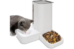 LYDIA'S DEAL Automatic Cat Feeder and Water Dispenser Set, 2-in-1 Gravity Cat Food and Water Bowl Set, Automatic Pet Feeder and Water Dispenser for Cats and Small Dogs Puppy Kitten