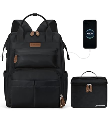 kadilong 17.3 Inch Laptop Backpack Insulated Cooler Backpack with Lunch Box,Lunch Bookbag for Men Teens Boys School Work Picnic College Travel,Computer Bag Meal Prep with USB Charging Port,Black : Electronics