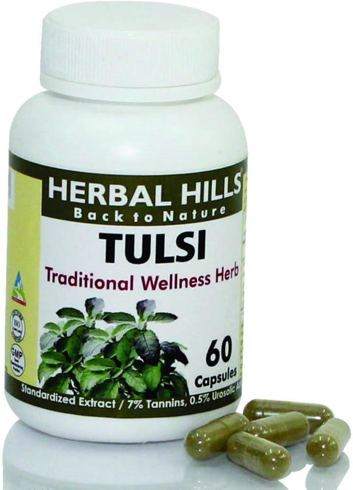 Tulsi Holy Basil Extract. 400 Mg Each Pure Veg Capsule with 100% Money Back Guarantee.