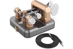 PUTIKEEG CW Key Automatic Morse - Morse Code Keyer Morse Telegraph Key Lambic Double Paddle Morse Code Key Aluminum Alloy CW Morse Code Key Square-Shaped Base Grey