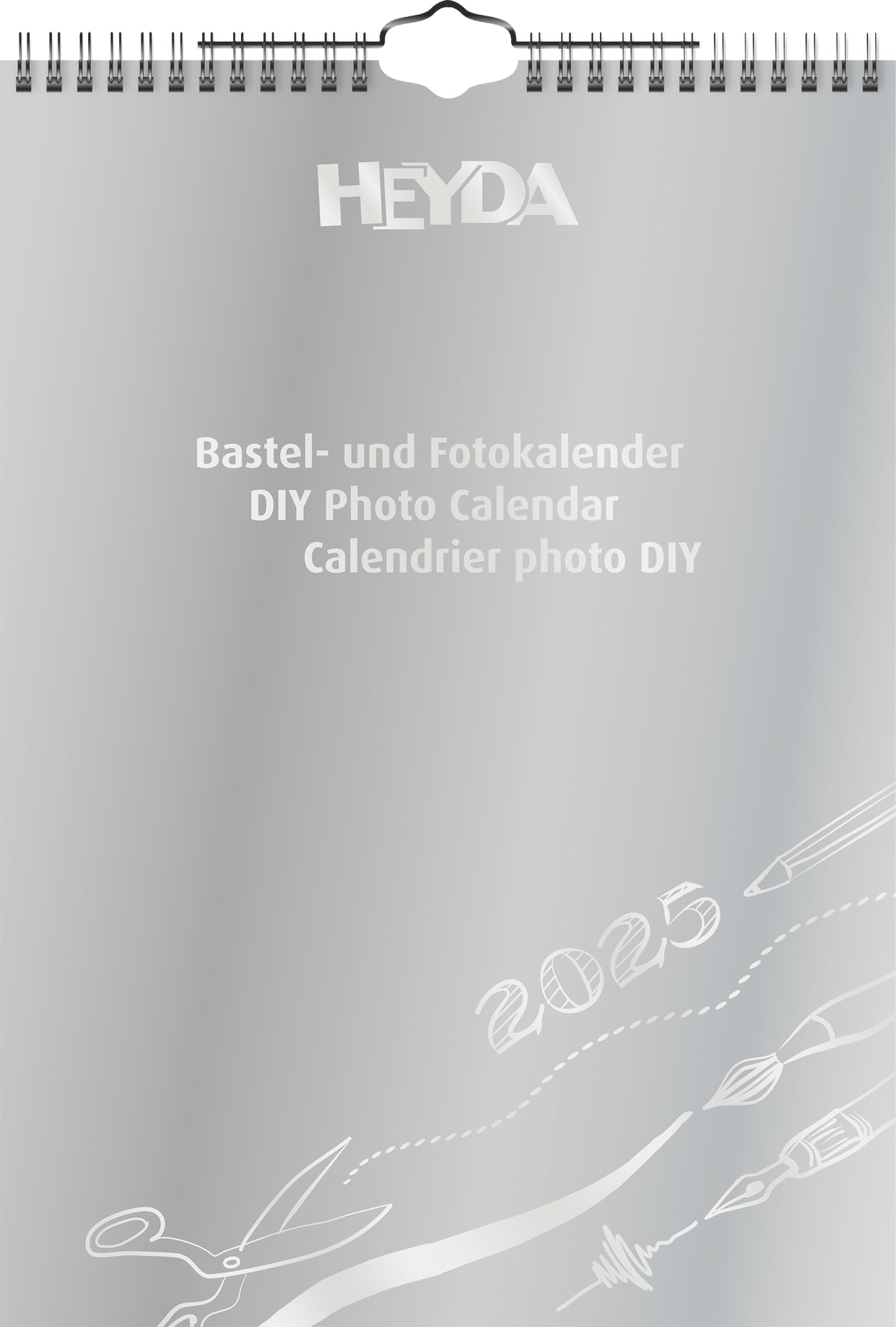 Heyda A4 Silver Year Bound 2025 Craft Photo Calendar 1 Sheet = 1 Month
