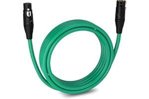 LyxPro 15 Feet XLR Microphone Cable Balanced Male to Female 3 Pin Mic Cord for Powered Speakers Audio Interface Professional Pro Audio Performance and Recording Devices - Green