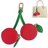 Culuxera Cherry Coin Purse Keychain - Mini Cute Fruit Bag Charm for Bag and Handbag Decor | Aesthetic Small PU Leather Travel Jewelry Pouch for Women and Girls(Red Cherry)