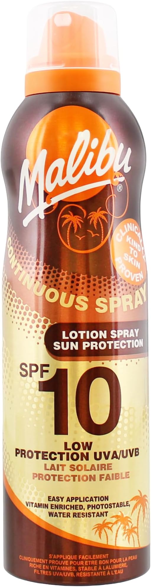 Malibu Sun SPF 10 Continuous Lotion Spray 175ml Vitamin Enriched Water Resistant