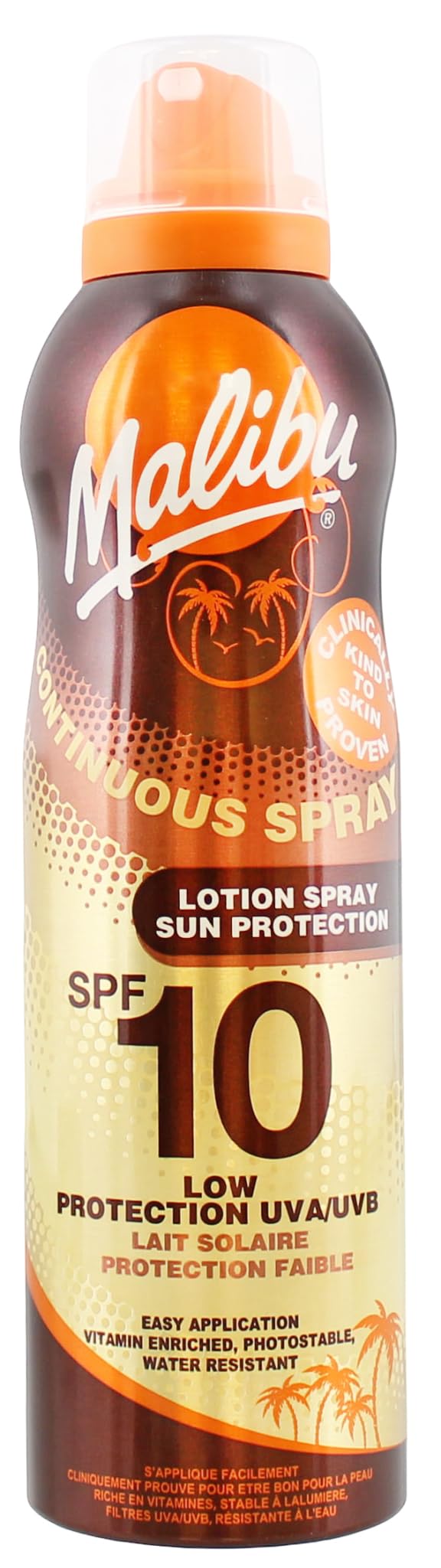 Malibu Sun SPF 10 Continuous Lotion Spray Sunscreen, Vitamin Enriched, Water Resistant, 175ml