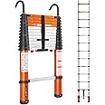 LUISLADDERS Aluminum Telescoping Ladder Telescopic Extension Ladder 330 Pound Capacity One-Button Retraction (12.5 FT)