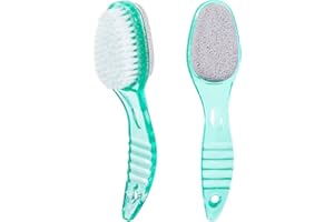 2 Pcs Foot Brush for Shower with Handle 2 in 1, Ooloveminso Large Foot Pumice Stone Brush Scrubber Foot File Calluses Remove Suitable for Horniness Foot Spa, Foot Care Smooth Skin (Green)