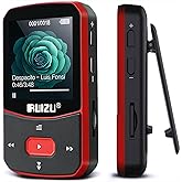 RUIZU 64GB Clip MP3 Player with Bluetooth 5.3, Portable Music Player with Voice Recorder for Sports Running, FM Radio, Pedometer, A-B Repeat, Audio Shuffle Playback, Support 128GB Micro SD Card, Red