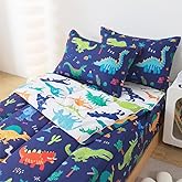 ADASMILE A & S Dinosaur Zipper Bedding Sets Twin Dinosaur Comforter Set for Boys Jungle Themed All in One Zipper Bed Set Kids Bed in A Bag with Dino Sheets All Season Home Decor Blue