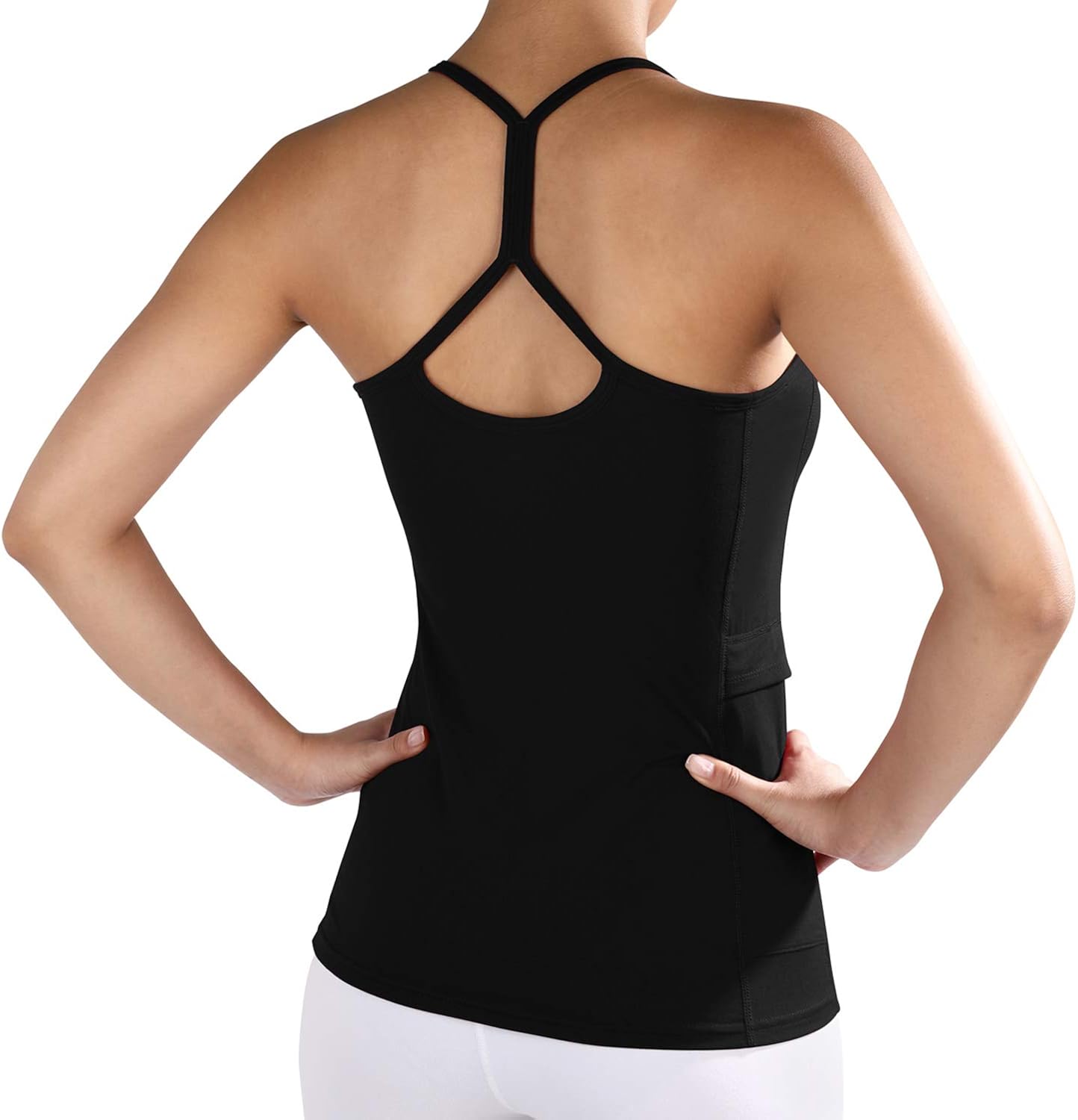 ODODOS Workout Tank Tops for Women, Strappy Athletic Tanks with Side Pocket, Exercise Gym Yoga Shirts: Clothing