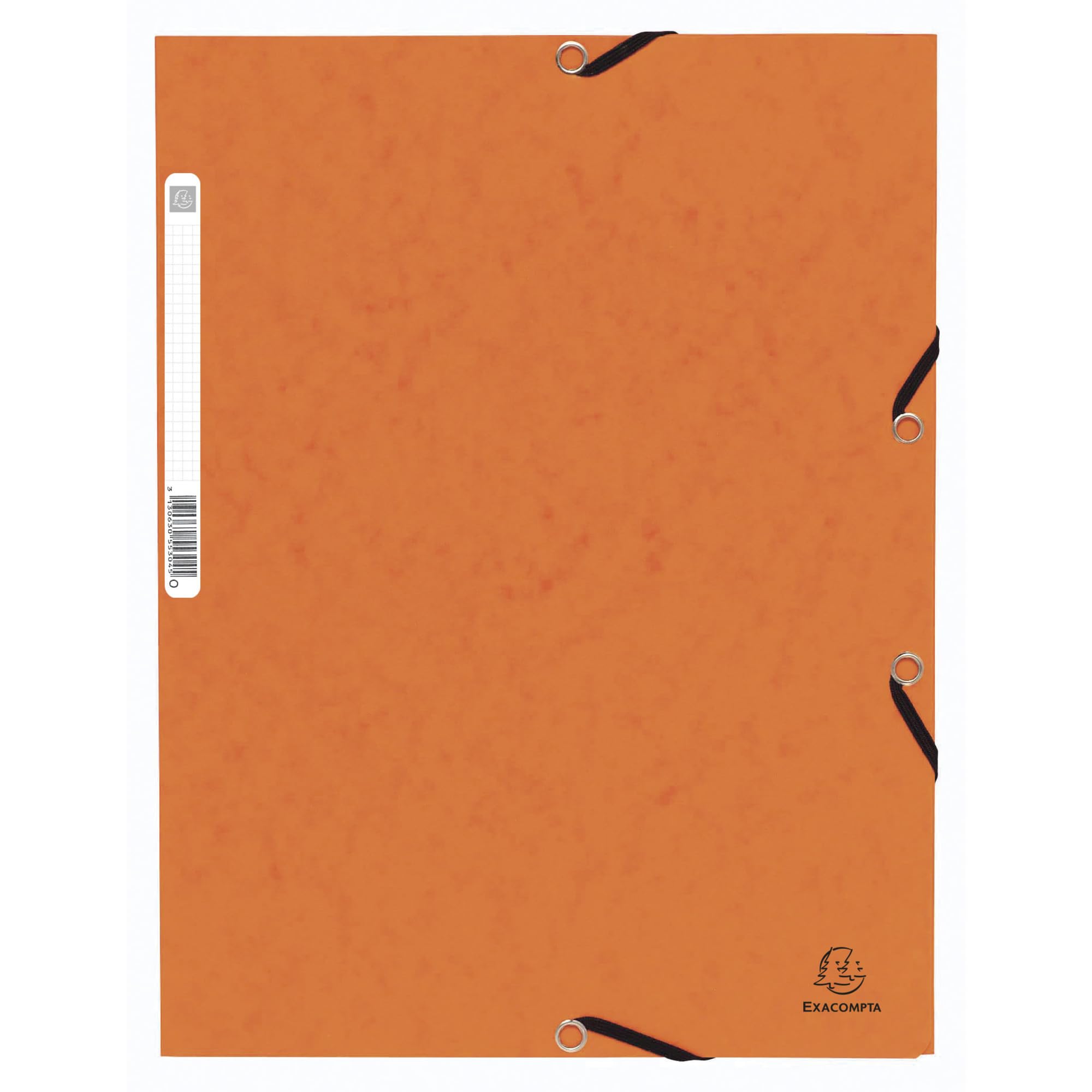 Exacompta - Ref 55304E - Elasticated 3-Flap Folders - Suitable for Holding A4 Documents, 355gsm Glossy Card, Label on Back for Identification - Orange (Pack of 10)