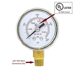 PIC Gauges 501D-UNO-158Q-C 0-4000 PSI, UL