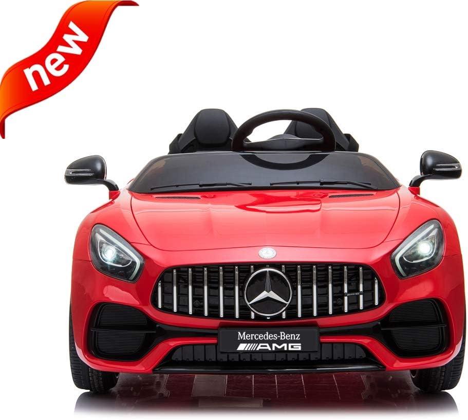 Rajmarti Updated Version Stronger Electric Ride on Car for Kids, 2 Seater 12V Battery Ride on Vehicle Toy with Remote Control, Music, LED Headlights, Seat Belt, USB, Horn (Red)