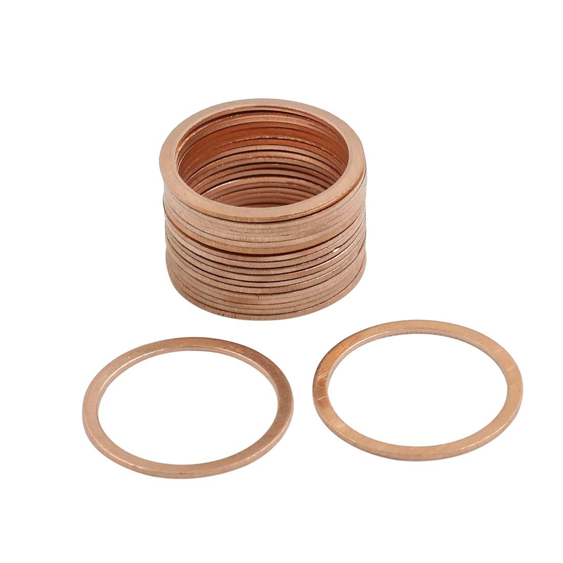 X AUTOHAUX 20 Pcs 24mm Inner Diameter Copper Washers Flat Sealing Rings Fitting