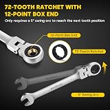 Enventor 14PC Flex Head Ratchet Spanner Set Metric 6-19mm Cr-V Steel 72T Carry view 4