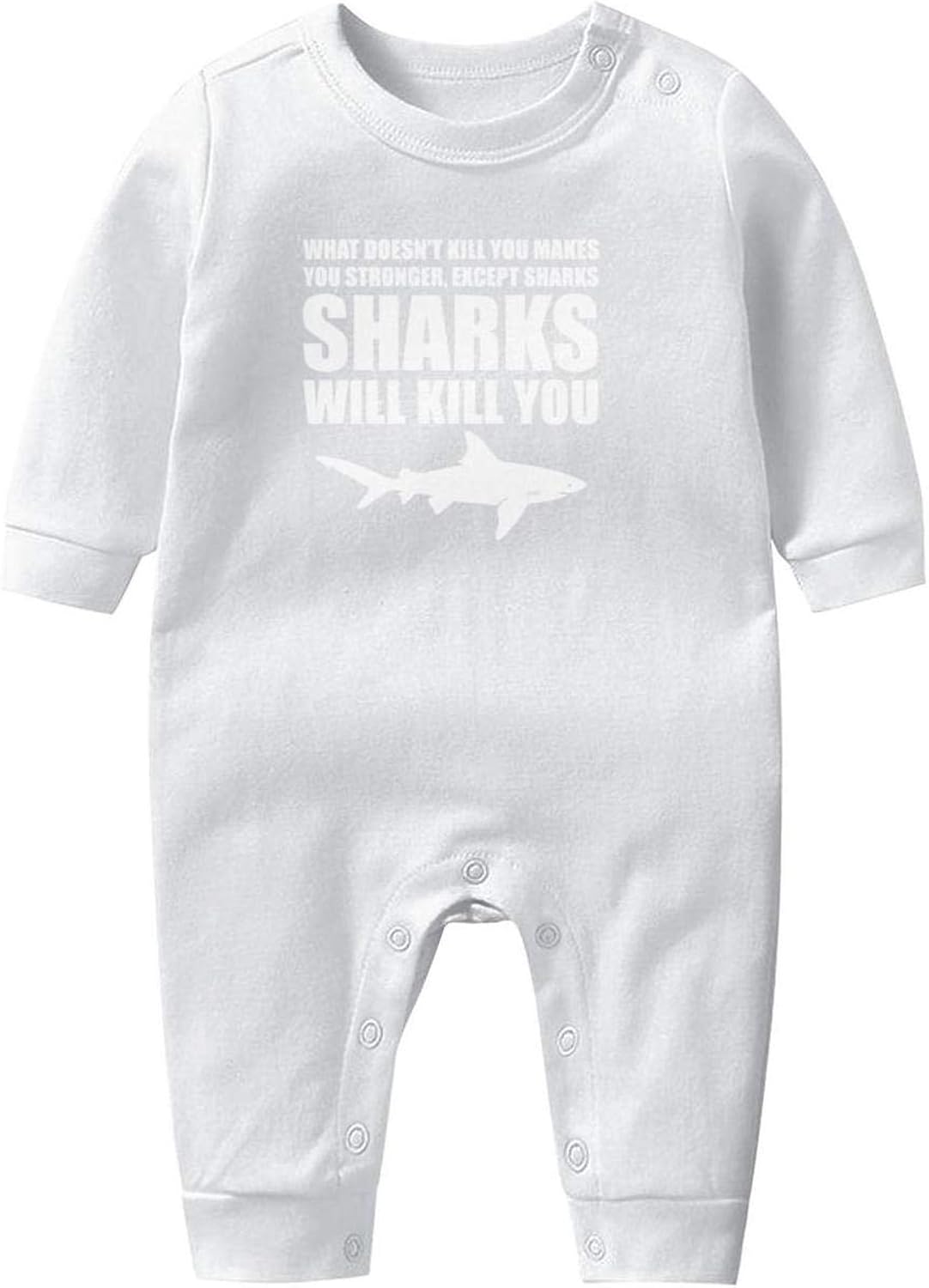 Sharks Will Kill You Printted Baby Crawling Suit Lone-Sleeved Romper Bodysuit