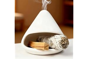 Palo Santo Holder Burner, Elegant Ceramics Incenses Burners, Mini Chimenea Incense Holder for Wood Sticks, Sage, Cone Incense
