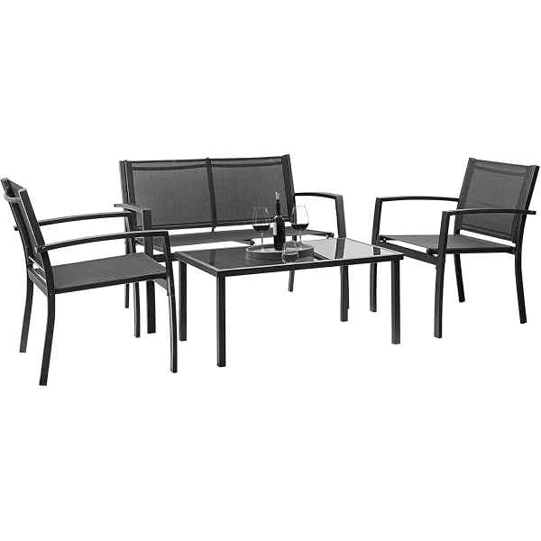 Amazon Com Flash Furniture Nantucket 6 Piece Black Patio Garden Set With Table Umbrella And 4 Folding Chairs Furniture Decor