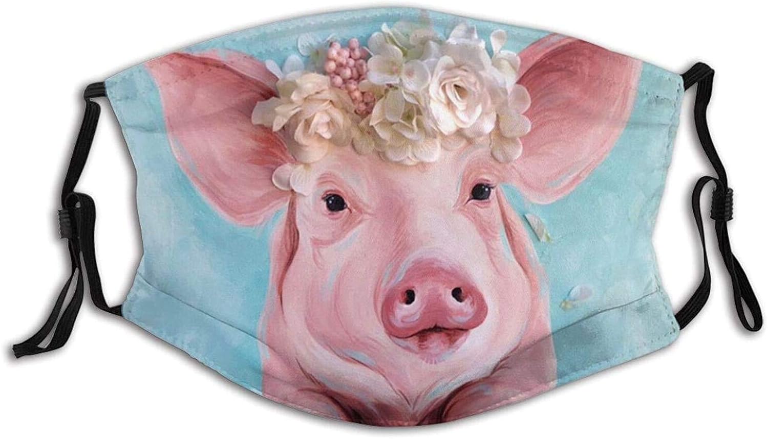 Black Face Masks Pig Face Mask, Washablewith 2 Filter