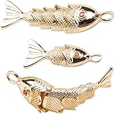 SaiDian 3Pcs Koi Gold Fish Pendant 3D Fish Charms Gold Plated Sea Animal Pendants for DIY Ocean-Themed Jewelry Making for Bracelets Necklaces Earrings Fun Crafting Accessories