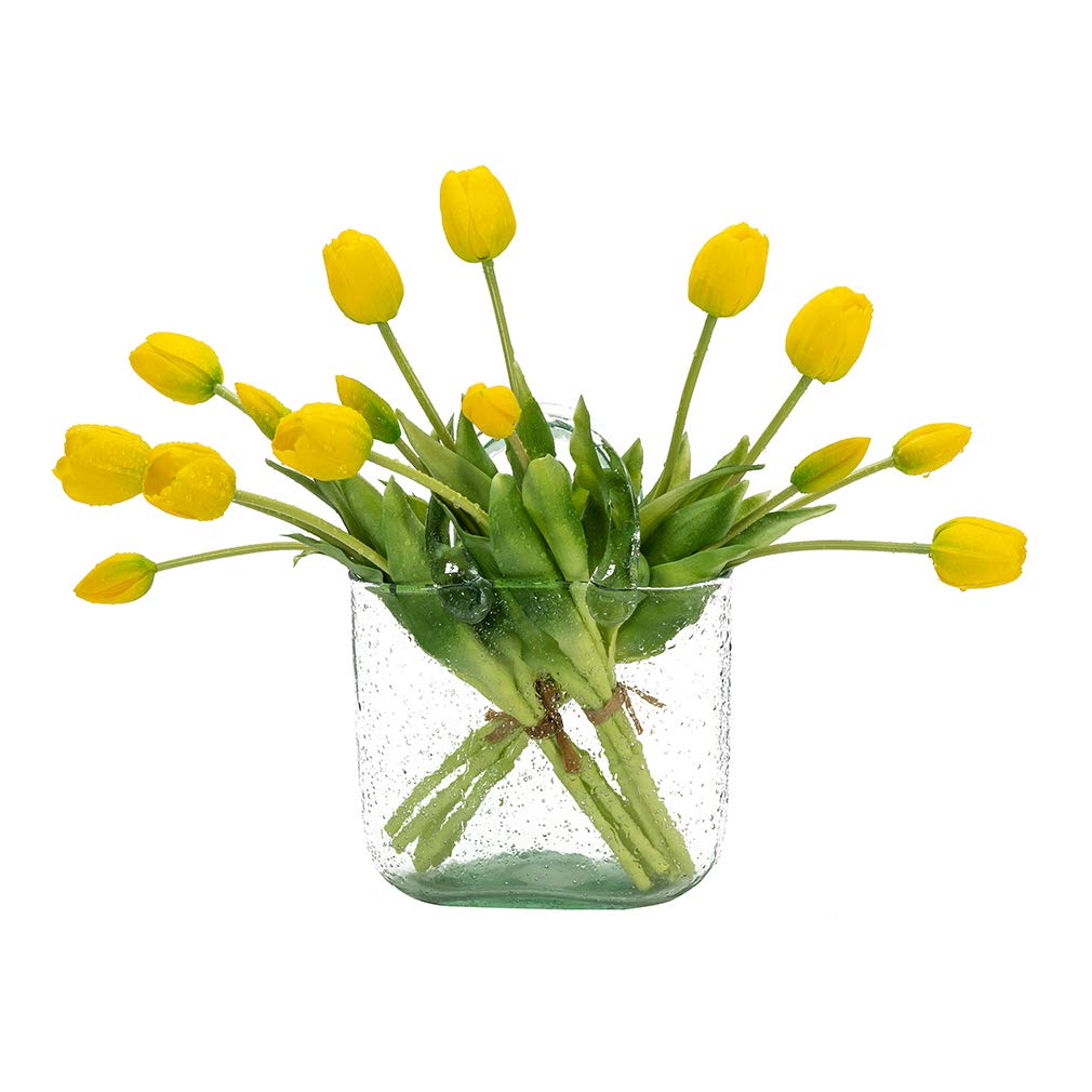 DUYONE 15pcs Artificial Tulips Flowers, Real Touch Latex Bouquet, Fake Tulips for Office Wedding Party Home Kitchen Garden Decoration(Yellow,15pcs) — image 1