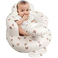 EKEPE Inflatable Baby Chair with Tray for Babies 3 Months & Up, Blow Up Baby Seat with Built in Air Pump, Sit Me Up Floor Baby Seats for Infants for Sitting Up - Bear Head with Tray