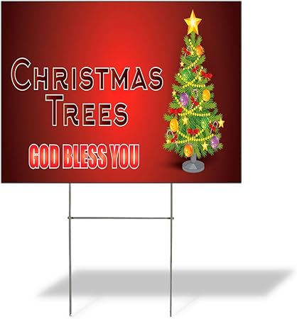 Amazon Com Plastic Weatherproof Yard Sign Christmas Trees God