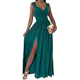 Dokotoo Womens 2026 Formal Dresses Wrap V-Neck Ruched Sexy Bridesmaid Wedding Guest Maxi Dresses